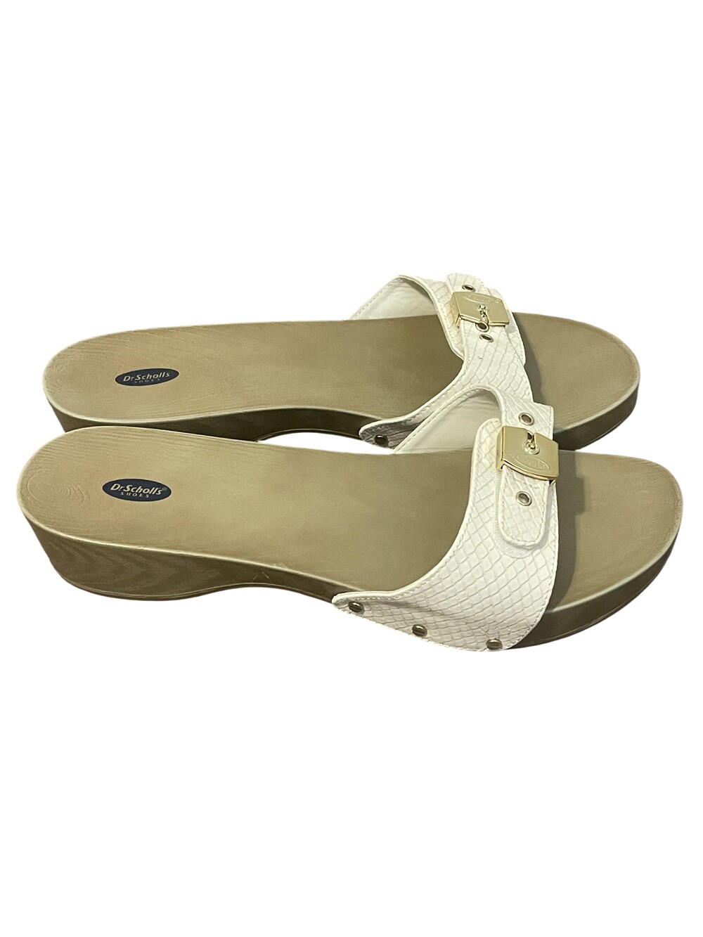 Dr Scholl's Classic Sandals Womens Size 11 White Slide Wedge Comfort Shoes